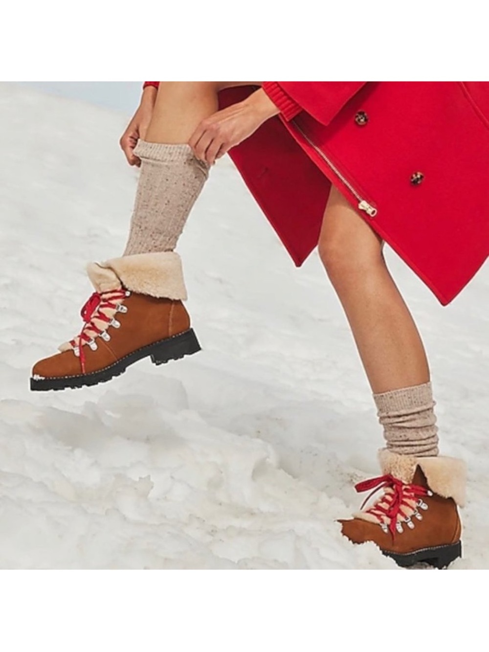 NEW J. Crew Nordic Shearling Leather Suede Hiking Winter Ankle Snow Boot